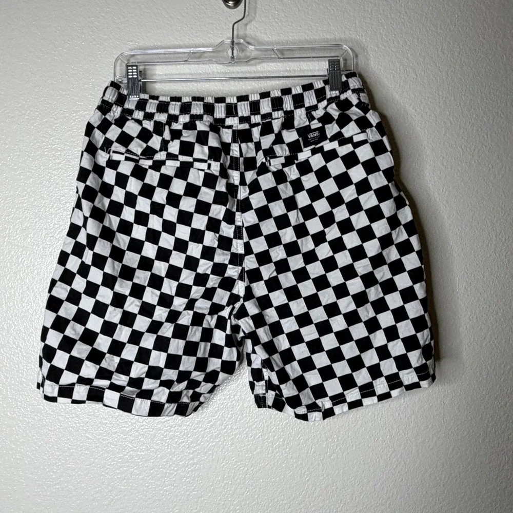 Vans Mens Range Elastic Checkerboard Shorts Black White Relaxed Fit 18 Outseam M